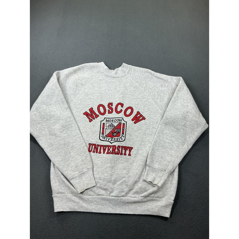 Vintage Better Basics Sweatshirt Mens Large Gray‎ Moscow University Pullover 90s